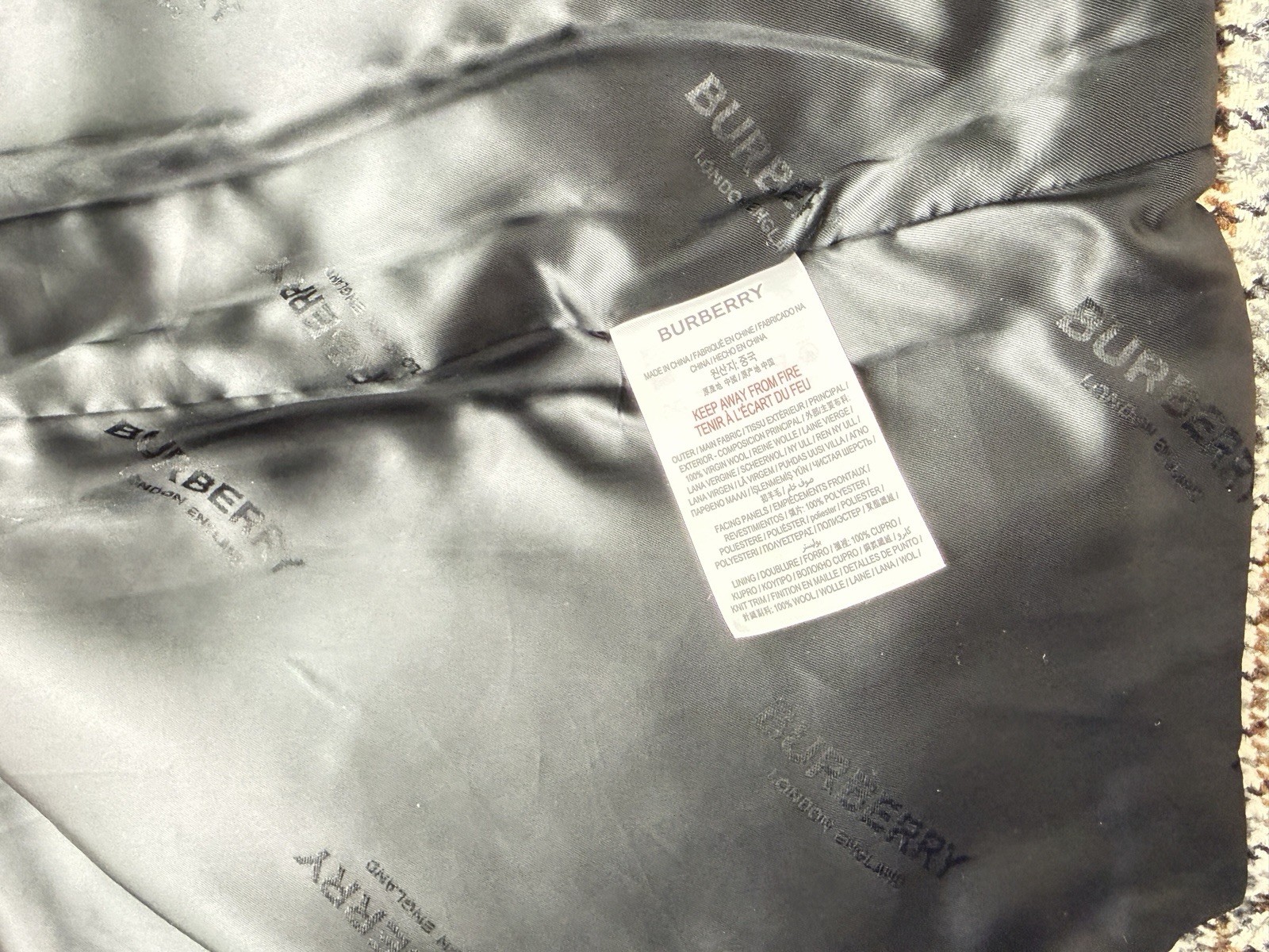 Burberry Houndstooth Logo Button Jacket Brown Whi… - image 3