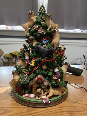 Danbury Pug Dog Lighted Christmas Tree RARE HTF Holiday No Star- Parts