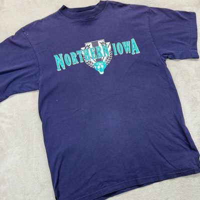 #ad Vintage Northern Iowa Panthers Shirt Mens Large Purple USA Made College NCAA $22.48