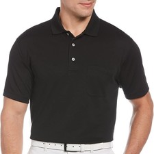 PGA TOUR Black AirFlux Golf Performance Short Sleeve Polo Shirt Sz L