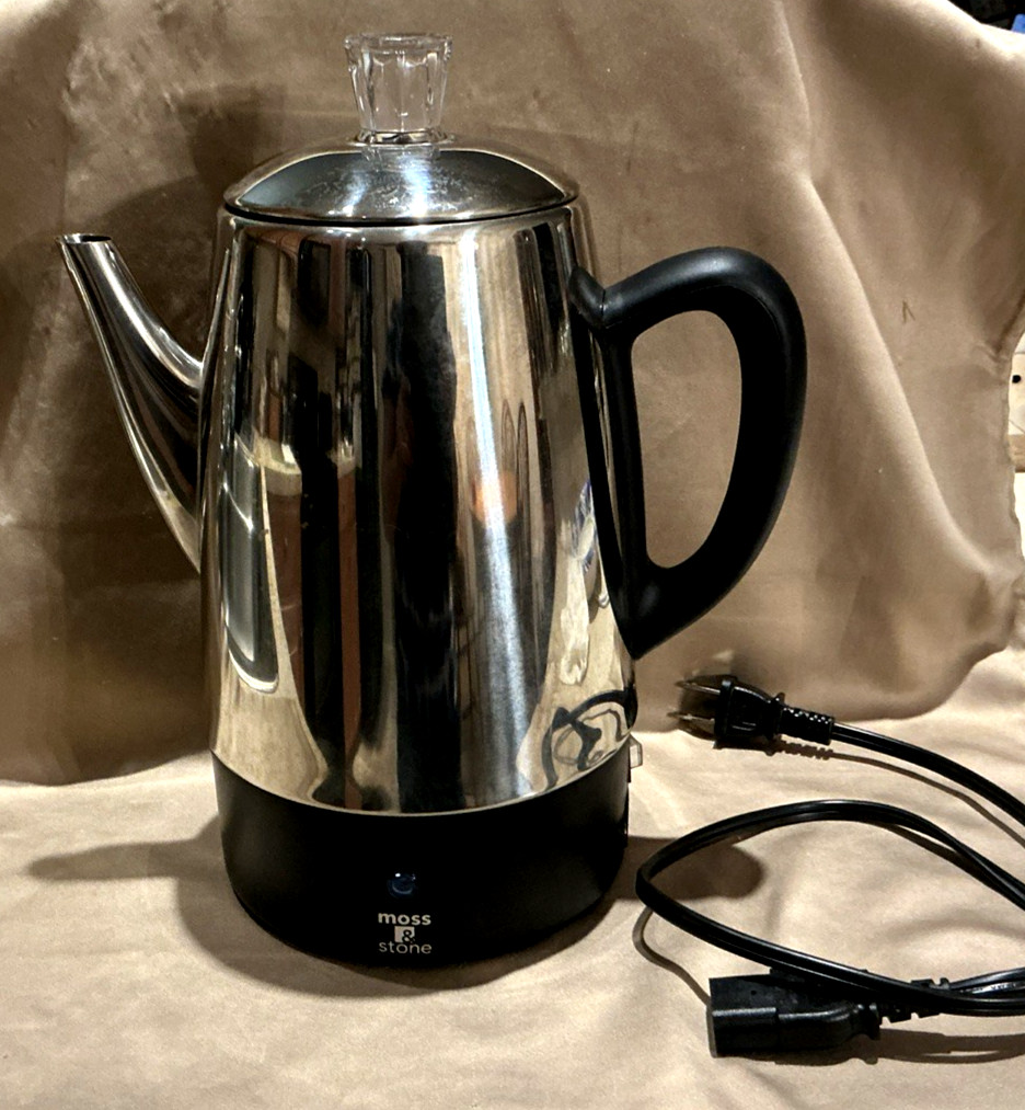 Moss & Stone Percolator Coffee Pot Electric 8/10 Cup Stainless Steel