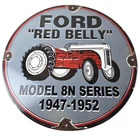 Vintage Sign - Ford Red Belly Tractor Gas Pump American Porcelain Sign