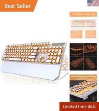 Retro Punk Typewriter Style Mechanical Keyboard with Gold LED Backlit Design