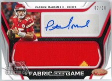 Patrick Mahomes 2019 Certified Fabric of Game Patch Autograph Card #FS-PMH 2/10