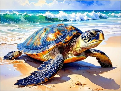 Tile Mural Sea Turtle on Sandy Beach Kitchen Bathroom Shower Wall Art Backsplash