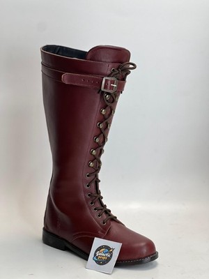Brown Leather Lace-Up Riding Boots | Vintage Equestrian Style Boots | Men Women