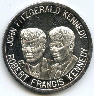 JFK + RFK Kennedy 1976 Art Medal Round 999 Silver 1 oz Troy