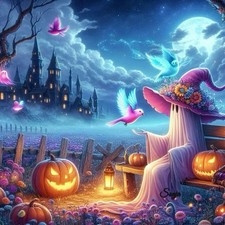 Halloween Pumpkin Diamond Painting Kit 13.8 x 13.8 Inch 5D DIY Craft Home Decor