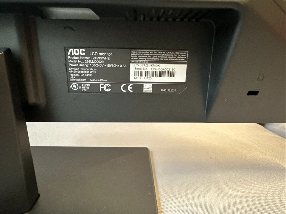 AOC 236LM00029 / E2429SWHE LED Backlight Computer Monitor - 24” inch - Image 3 of 4