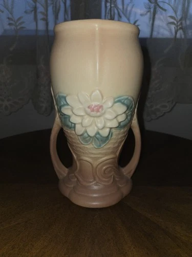 Vintage Hull Art Pottery - Water Lily Pattern - Walnut and Apricot Matte