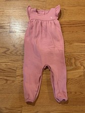Toddler Girls Polo Ralph Lauren Pink Fleece Ruffled Overalls Size 18 Months