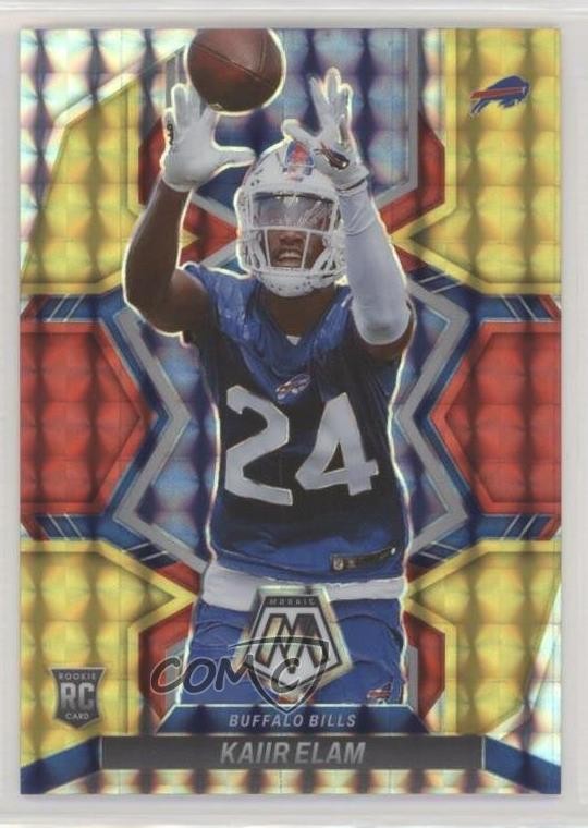 2022 Mosaic Rookies Choice Fusion Red & Yellow Prizm 52/80 Kaiir Elam Rookie RC