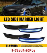 1-5Set Blue LED Side Marker Light Lamp For 2015-2022 Dodge Charger Front + Rear