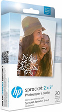 HP Sprocket Printer Photo Paper 2 x 3 in, 20 Sheets for HP Sprocket 2-in-1