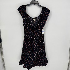 Maison Jules Womens Heart Print Ruffle Wrap Mini Dress Black XL New NWT