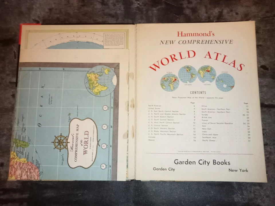 Ancien atlas mondial en anglais - HAMMOND'S World Atlas - 1951 - Complet - Photo 2/4