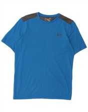 Under Armour Mens Heat Gear T-Shirt Top Small Blue Colourblock BV04