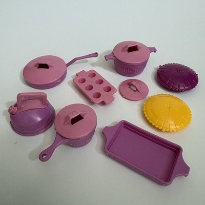 Vtg Barbie Dream House 1985 Kitchen Cookware Lot Pots Pans Lids Pies Kettle