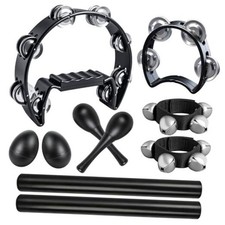 10 Pcs Black Tambourines for Adults And Kids - Half Moon Tambourine, Wood black
