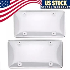 2*Clear License Plate Tag Frame Covers Bubble Shields Protector for Car Truck US