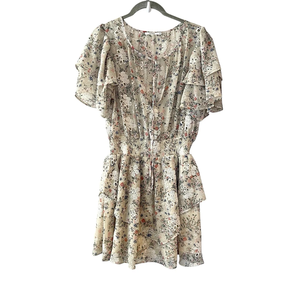 Платье Tularosa Blanche кремовое жасмин с оборками со сборками вышитые петли коттедж M - Изображение 3 из 4