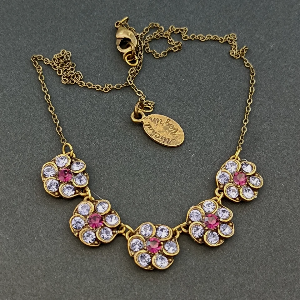 Collar babero floral Michal Negrin cristales morados hada romántica delicada vintage Foto 2 de 4