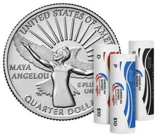 2022 P D S Maya Angelou 3 Rolls Set In Sealed Box from US Mint 120 Coins Total