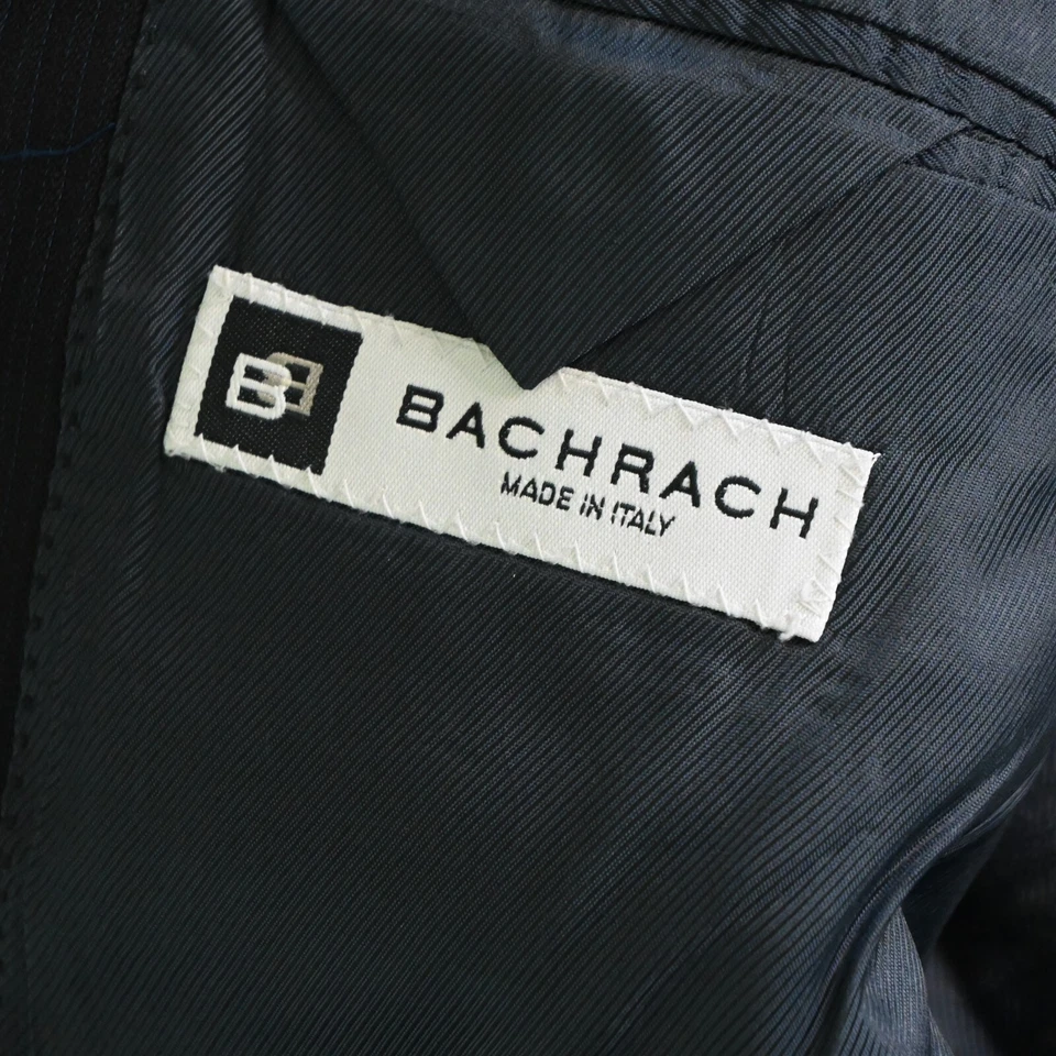 Bachrach 40R 32x32 Azul Marino Rayas Hecho en Italia 100% Lana Hombres Chaqueta Pantalones Traje Foto 4 de 4