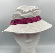 Scala Girls Kids Bucket Cap Hat White Pink Adjustable Size 2 -6 X New w/ Tags
