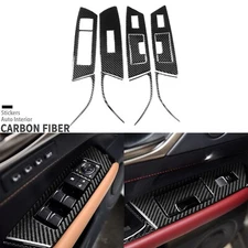 10Pcs Real Carbon Fiber Window Lift Switch Panel Cover For Lexus GS GS350 12-20