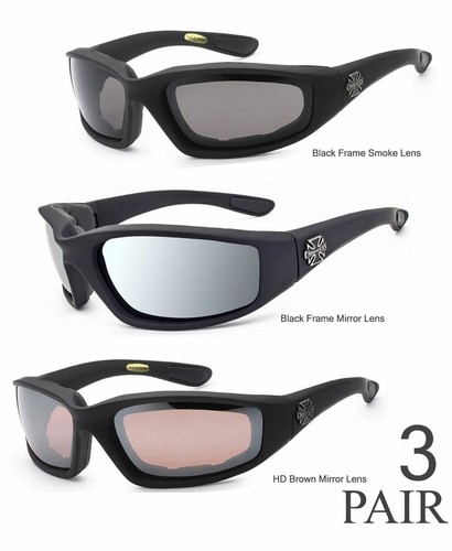 1 or 3 Pairs Choppers Padded Foam Wind Resistant Sunglasses Motorcycle Glasses - 第 20/32 張圖片