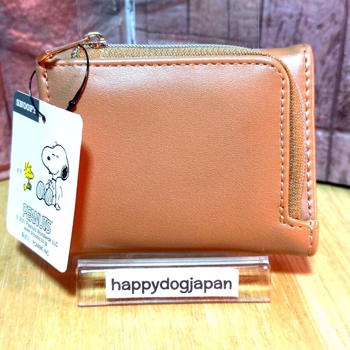 Portefeuille Triple Compact Snoopy En Cuir Synthétique Marron - Neuf Du Japon