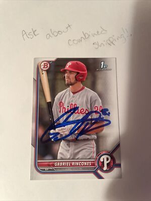 Signed Autographed GABRIEL RINCONES Phila Phillies 2022 Bowman Card #BD-142