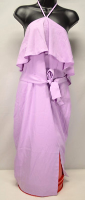 NWT Lavish Alice Halter Neck Double Layer Midi Lilac Dress Size 10
