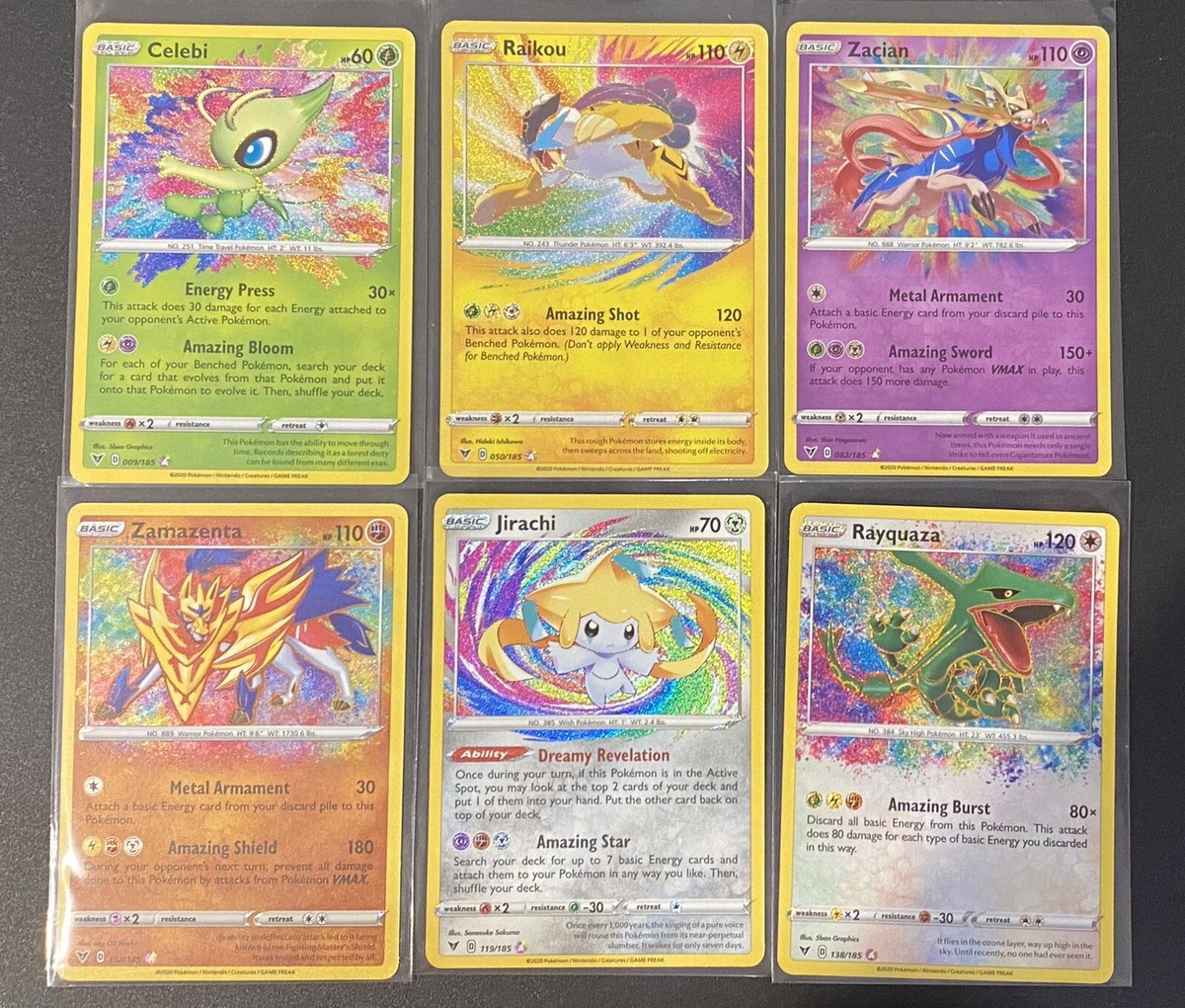 Complete Set of 6 Pokemon Vivid Voltage Amazing Rare Cards