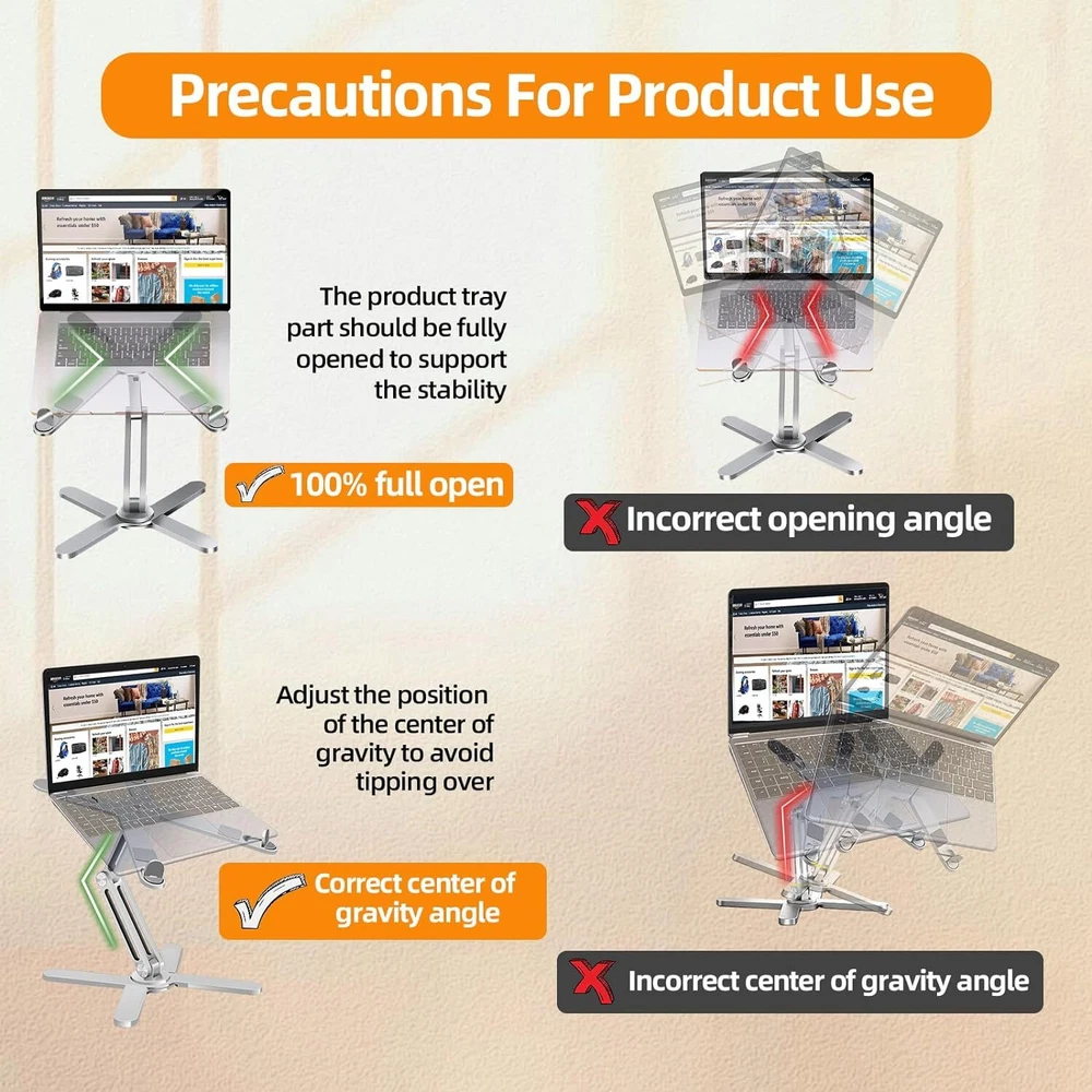 Laptop Stand with 360 Rotating Base,Metal Holder Fully Foldable for Easy Storage