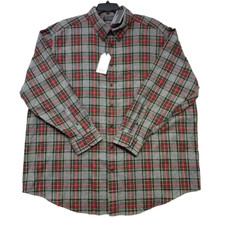 ROUNDTREE YORKE Men 3XB Shirt LS Portuguese Flannel Gray/Red Plaid NWT 69