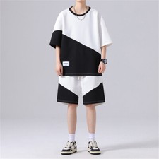 Men Summer Outfit 2-Piece Set Short Sleeve T-Shirt and Shorts Sweatsuit Set
