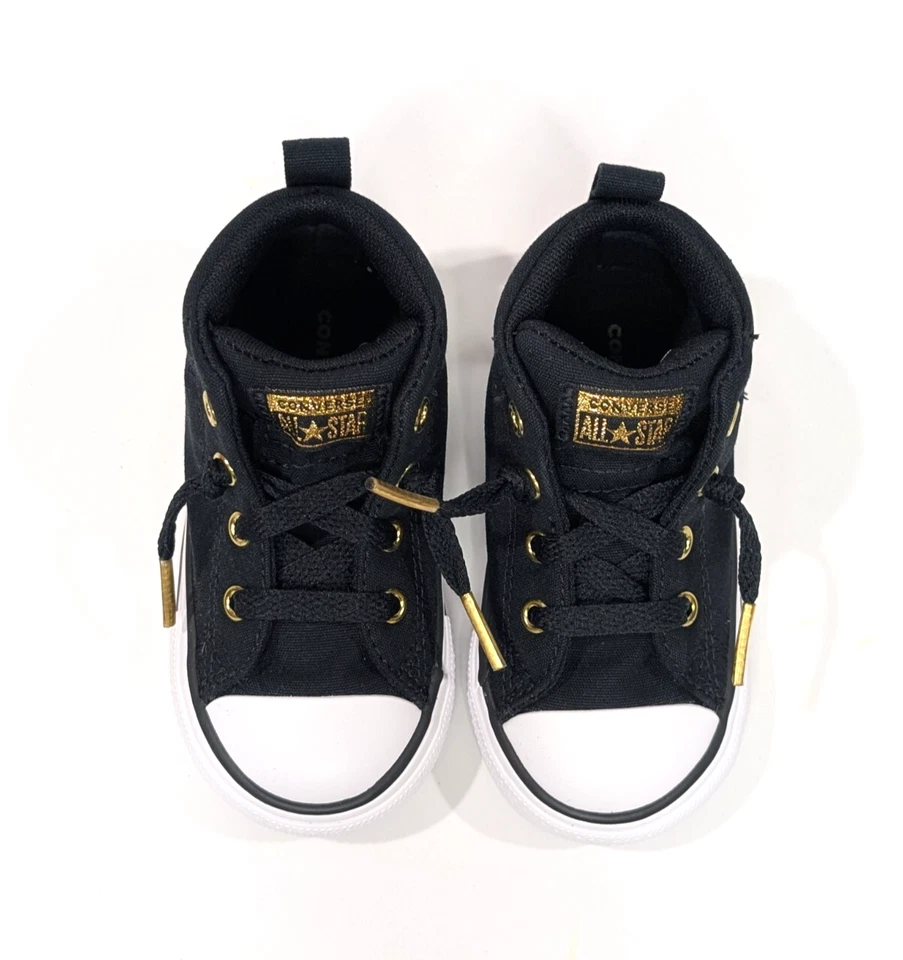 Zapatillas deportivas Converse CTAS Street negras/doradas/blancas para niños pequeños-talla 5/6/7 nuevas con caja Foto 2 de 4