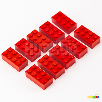 Lot of 10 Genuine LEGO Red 2x4 3001 Building Bricks Blocks Parts & Pieces NEW