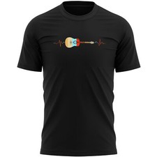 Acoustic Guitar Heartbeat Mens T Shirt shirt Gifting Him vintage instrument b...