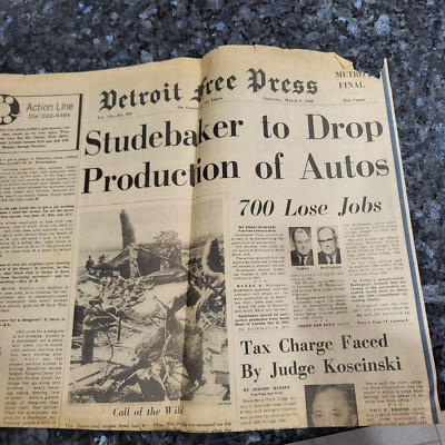 THE DETROIT FREE PRESS  March 3 1966 Studebaker quits