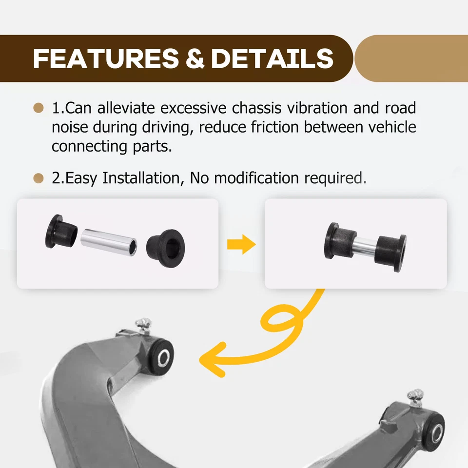 Black Steel A Arm Bushing Kit For Can-Am Defender HD5 HD7 HD8 HD9 HD10 2016-2024 - Image 3 of 4