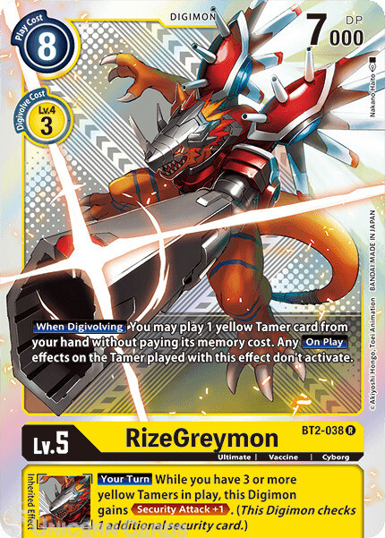 BT2-038-ALT RizeGreymon Alternative Art Holo Promo Mint Digimon Card