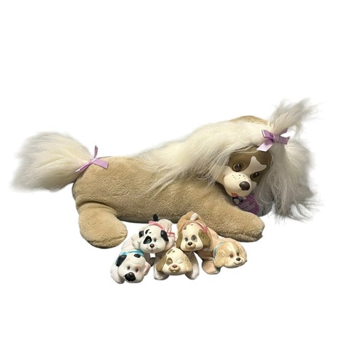 Puppy Surprise Plush Mama Dog Beige Tan Puppies 5 Babies VTG 1991 Hasbro