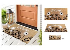 Natural Coir Doormat Printed Welcome Mat Non-Slip PVC Back 15mm Thick 40x80cm