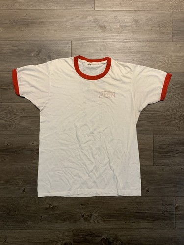 Vintage 1983 North American Open Shirt Sz XL Ringer 80s Tennis Single Stitch USA
