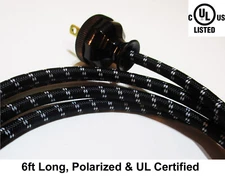 New Vintage Style Cloth Covered Electrical Cord w/ Repro Bakelite Polarized Plug