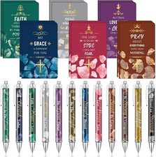 24 Pcs Christian Bulk Gifts for Women Men Bible Verse Pens and Notebooks Religio