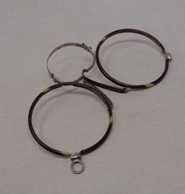 Ancienne Monture de lunettes - Pince nez ancien en métal et celluloid 1920's - Photo 3/4